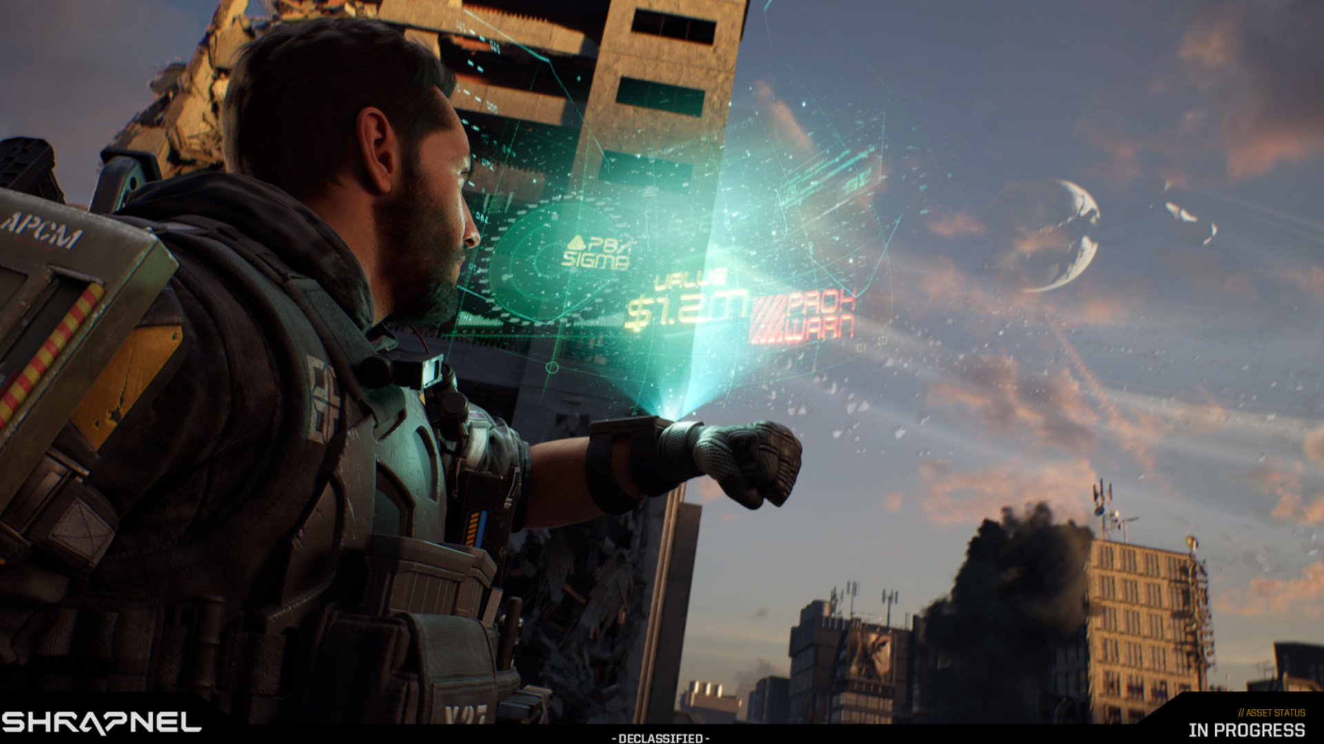 A screenshot from blockchain FPS Shrapnel.