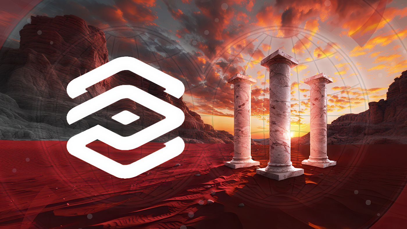 a group of marble pillars in a desert